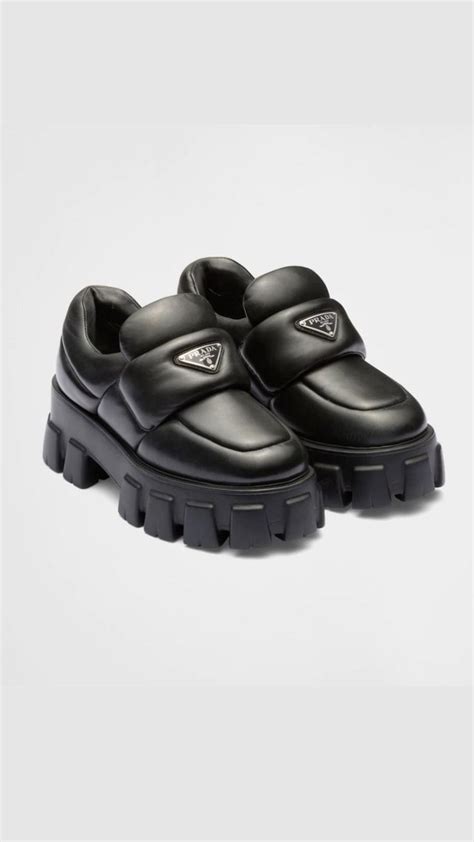 prada puffy loafers|prada logo loafers.